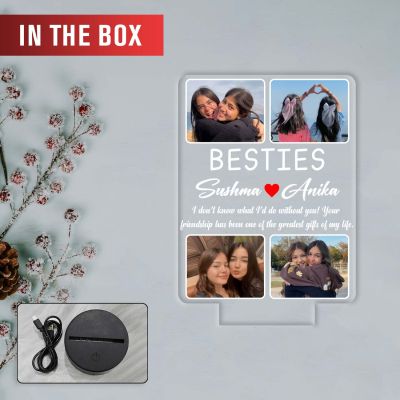 Personalized Bestie Photo Frame LED Night Lamp with Warm White Light & USB Powered  Long Distance Friendship Gift for Best Friend, Soul Sister, and BFF  Birthday Gift for Bestie